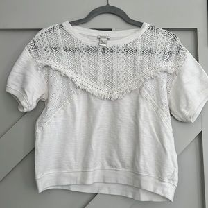 White Lace and Fringe Forever 21 Shirt